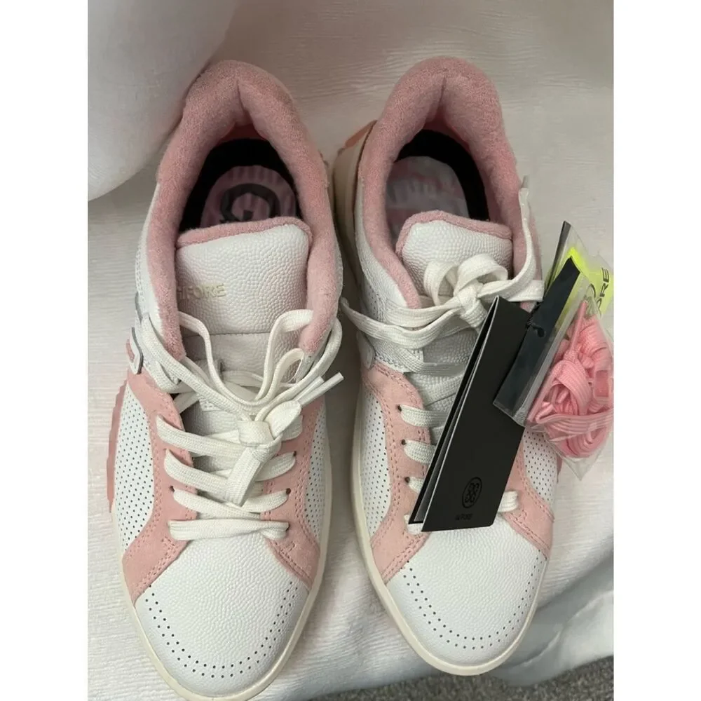 G/FORE White and Blush Pink Mesh Lace-Up Sneakers Size 9